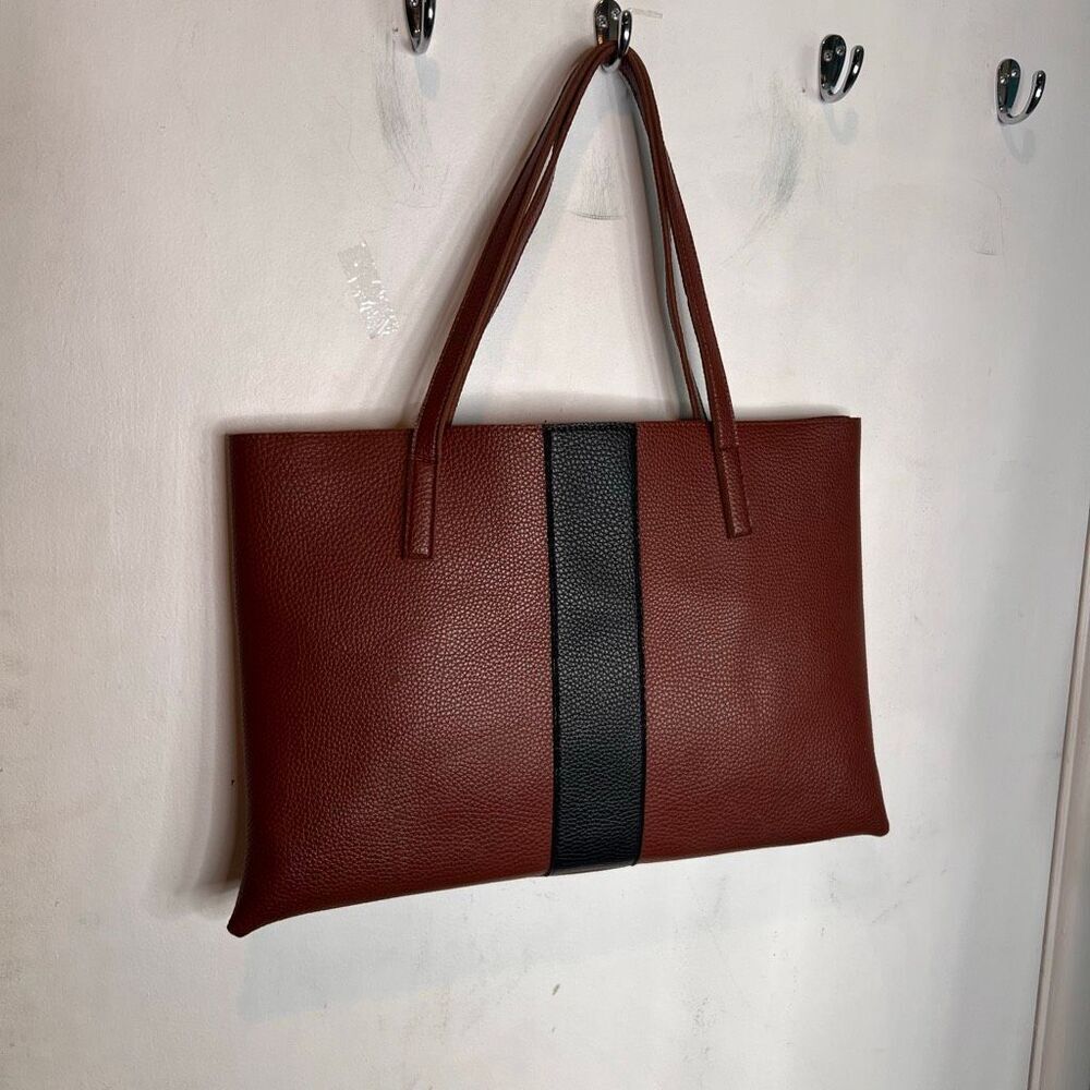 Vince Camuto Vegan Leather Tote Shoulder Bag Brown/Black
